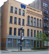 An across the street view of the Chicago Actor's Equity building.