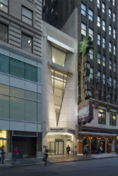 An across the street view of the New York city Actor's Equity building in New York city.