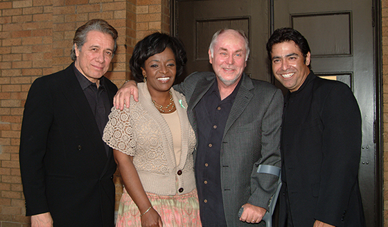 Tri-union honoree Edward James Olmos, AFTRA honoree Beverly White, SAG honoree Robert David Hall, and Danny Bolero, who accepted the posthumous award on behalf of Equity honoree Margo Albert