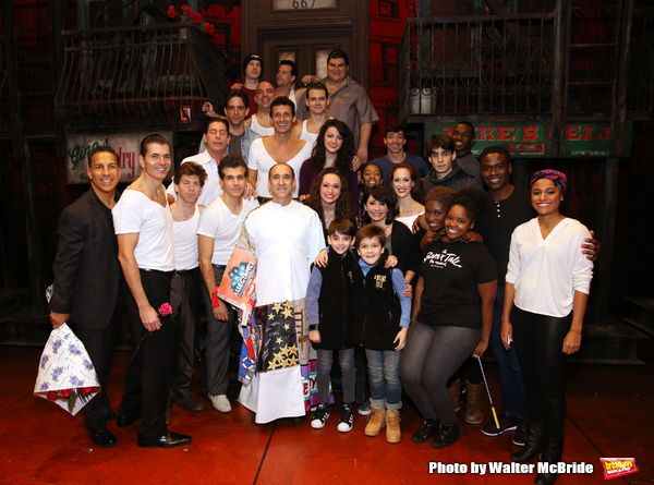 Jonathan Brody with fellow cast members of A Bronx Tale.