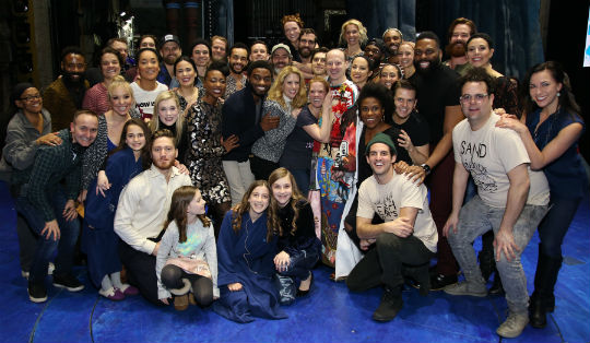 Jeremy Davis with fellow cast members of Frozen. Photo by Walter McBride.