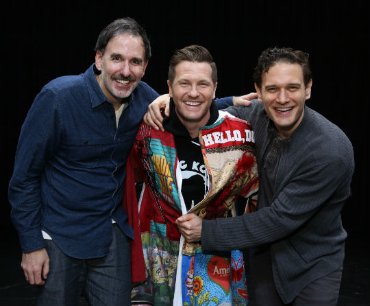 Lawson celebrates the opening with King Kong costars Erik Lochtefeld and Eric William Morris. Photo by Walter McBride.