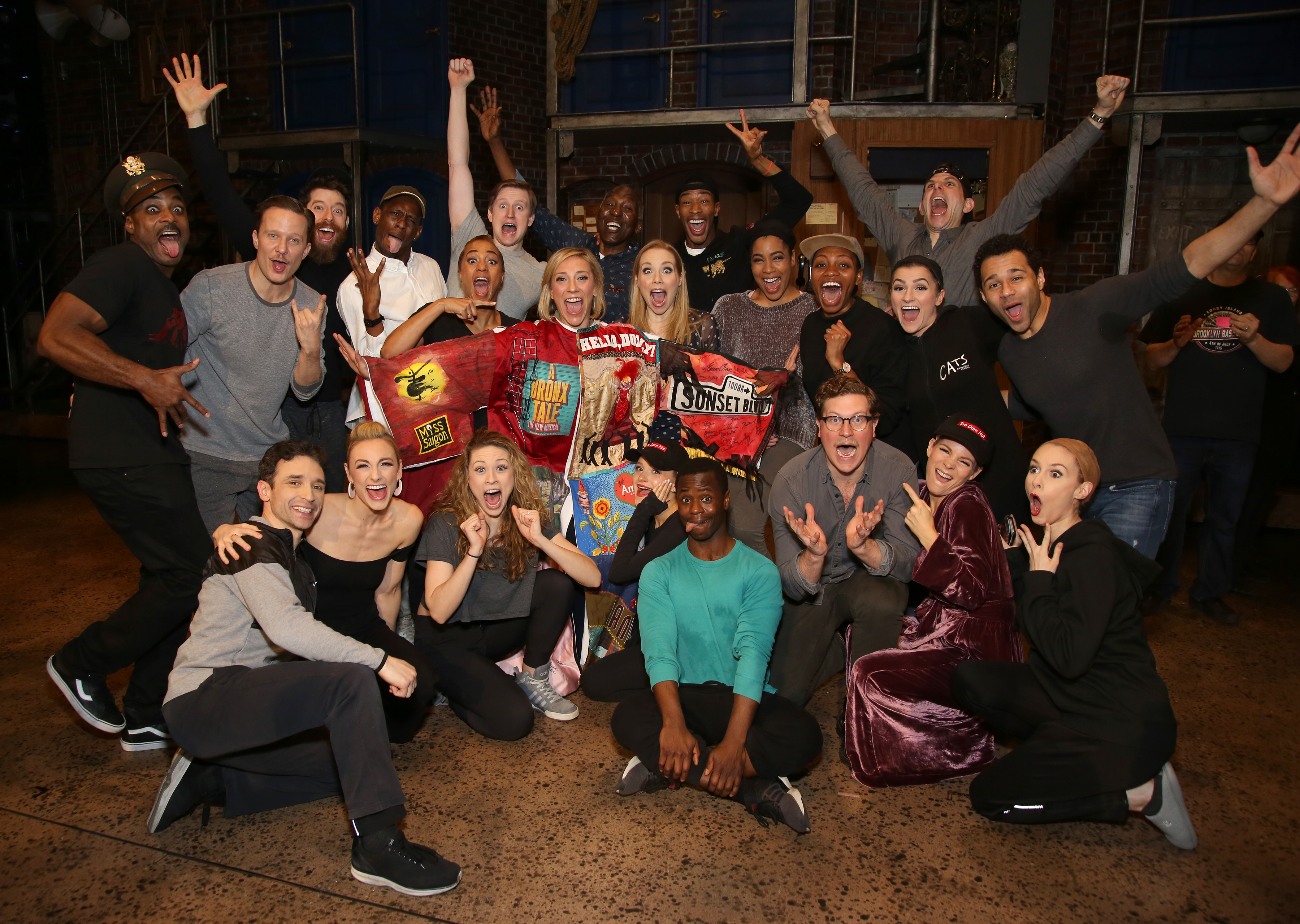 Mansfield rejoices with her Kiss Me, Kate cast. Photo by Walter McBride.